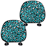 Turquoise Leopard Print Car Headrest Covers