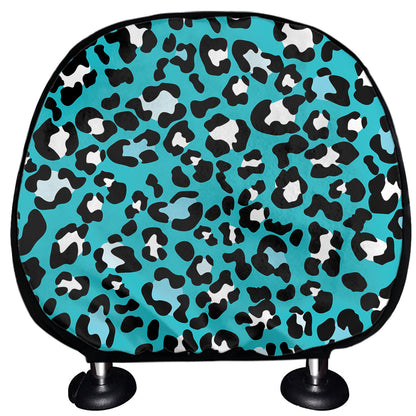 Turquoise Leopard Print Car Headrest Covers