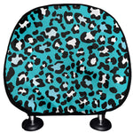 Turquoise Leopard Print Car Headrest Covers