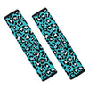 Turquoise Leopard Print Car Seat Belt Covers