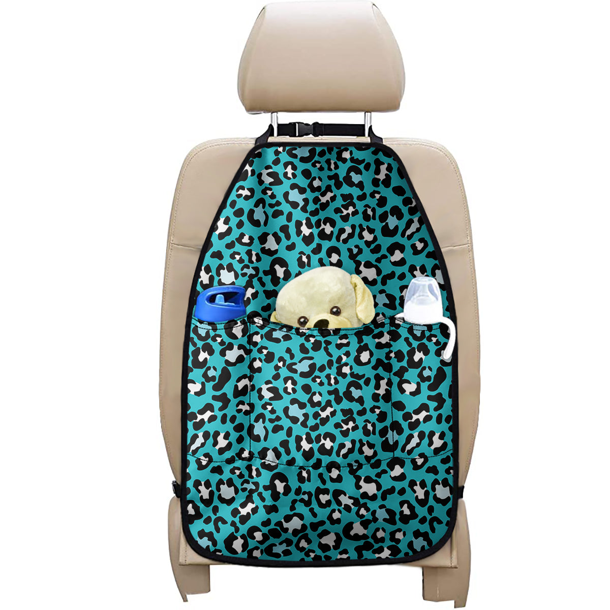Turquoise Leopard Print Car Seat Organizers