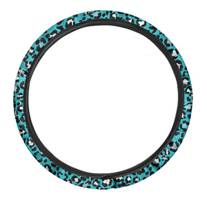 Turquoise Leopard Print Car Steering Wheel Cover