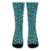 Turquoise Leopard Print Crew Socks