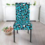 Turquoise Leopard Print Dining Chair Slipcover