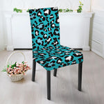 Turquoise Leopard Print Dining Chair Slipcover