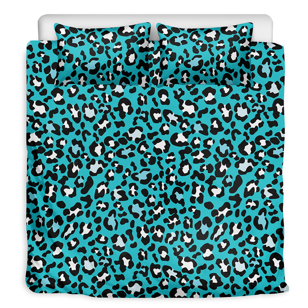Turquoise Leopard Print Duvet Cover Bedding Set