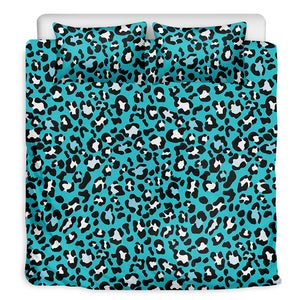 Turquoise Leopard Print Duvet Cover Bedding Set