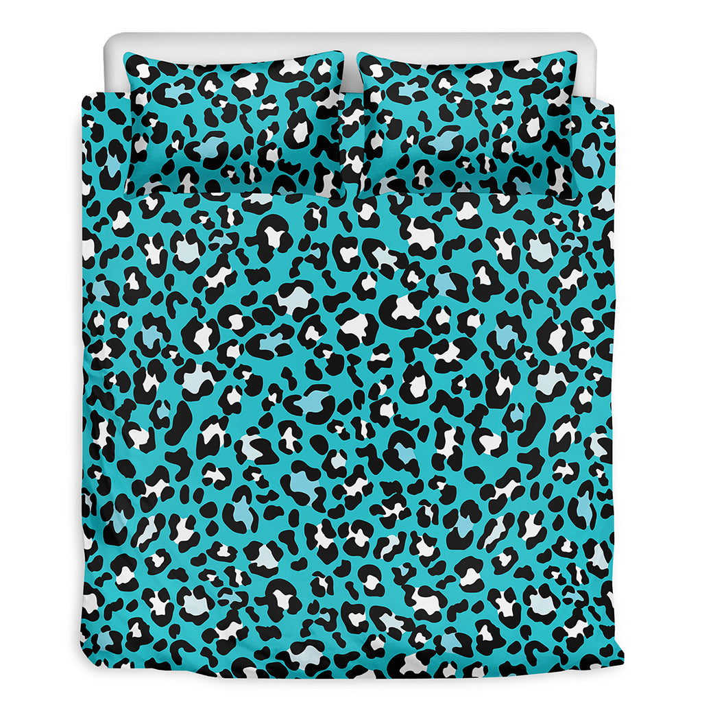 Turquoise Leopard Print Duvet Cover Bedding Set