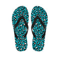 Turquoise Leopard Print Flip Flops