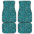 Turquoise Leopard Print Front and Back Car Floor Mats