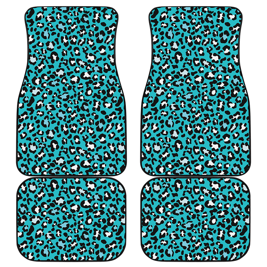 Turquoise Leopard Print Front and Back Car Floor Mats