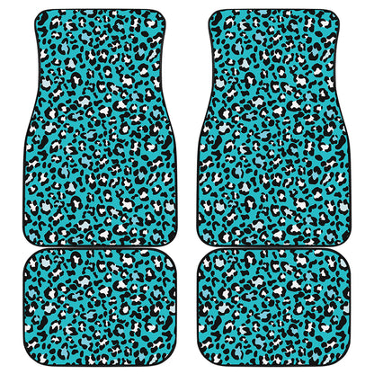 Turquoise Leopard Print Front and Back Car Floor Mats