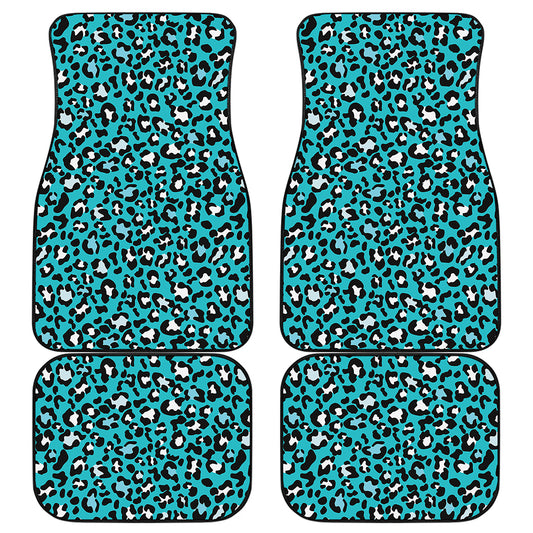 Turquoise Leopard Print Front and Back Car Floor Mats