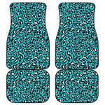 Turquoise Leopard Print Front and Back Car Floor Mats