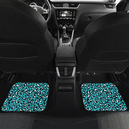 Turquoise Leopard Print Front and Back Car Floor Mats