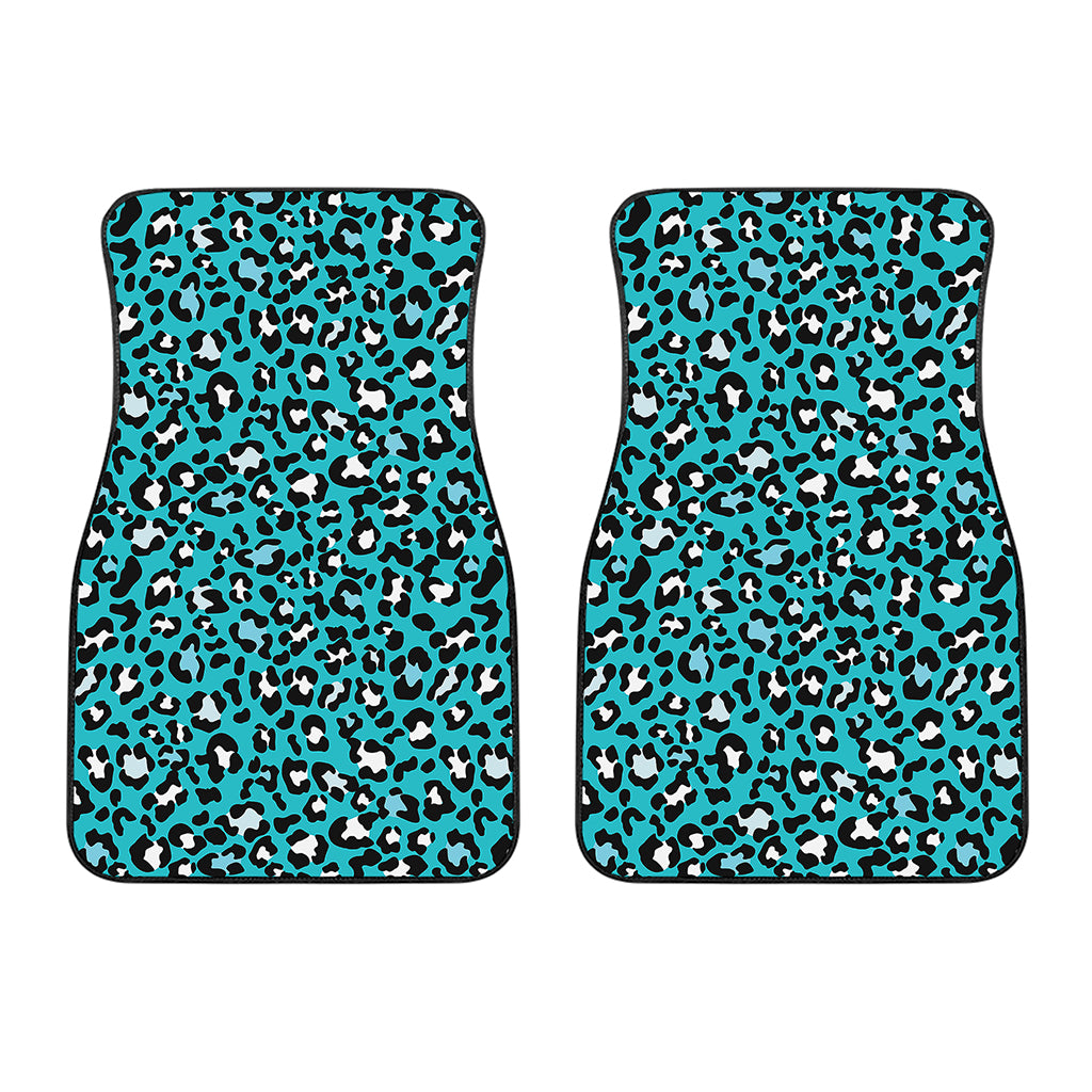 Turquoise Leopard Print Front Car Floor Mats