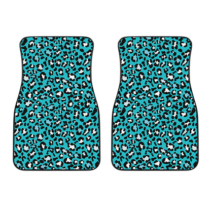 Turquoise Leopard Print Front Car Floor Mats