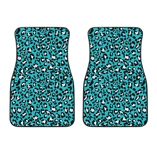 Turquoise Leopard Print Front Car Floor Mats