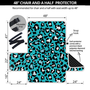 Turquoise Leopard Print Half Sofa Protector