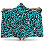 Turquoise Leopard Print Hooded Blanket