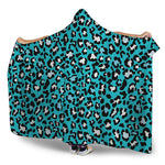 Turquoise Leopard Print Hooded Blanket