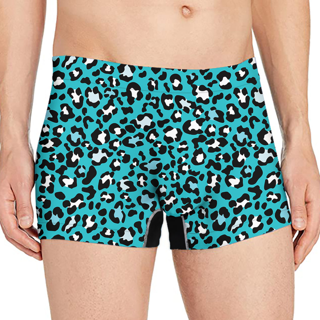 Turquoise Leopard Print Men's Boxer Briefs