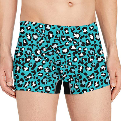 Turquoise Leopard Print Men's Boxer Briefs