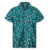 Turquoise Leopard Print Men's Short Sleeve Shirt