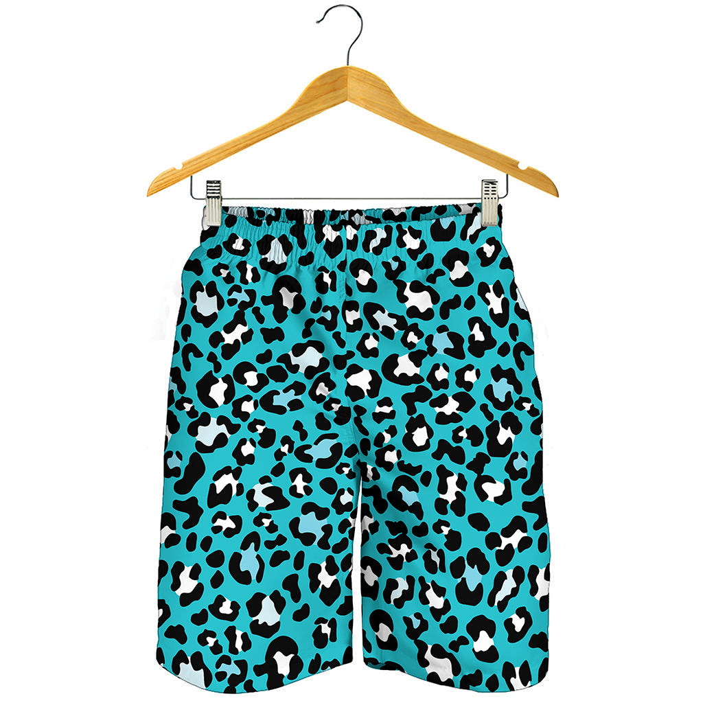 Turquoise Leopard Print Men's Shorts