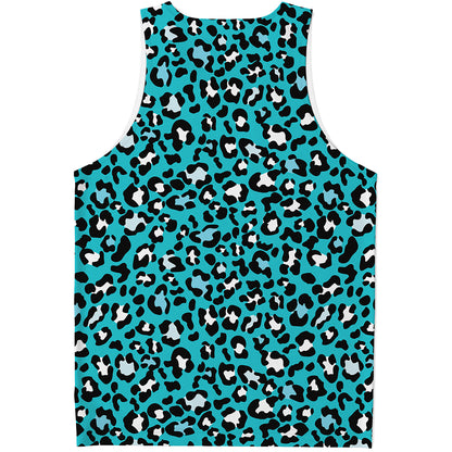 Turquoise Leopard Print Men's Tank Top