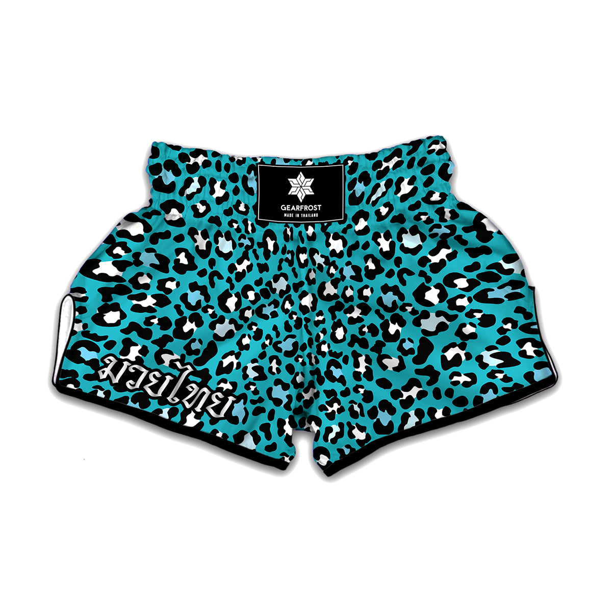 Turquoise Leopard Print Muay Thai Boxing Shorts