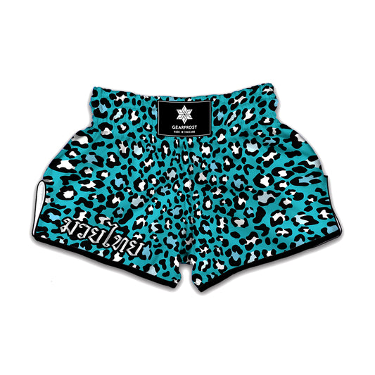 Turquoise Leopard Print Muay Thai Boxing Shorts
