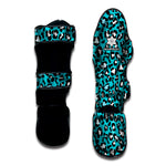 Turquoise Leopard Print Muay Thai Shin Guard
