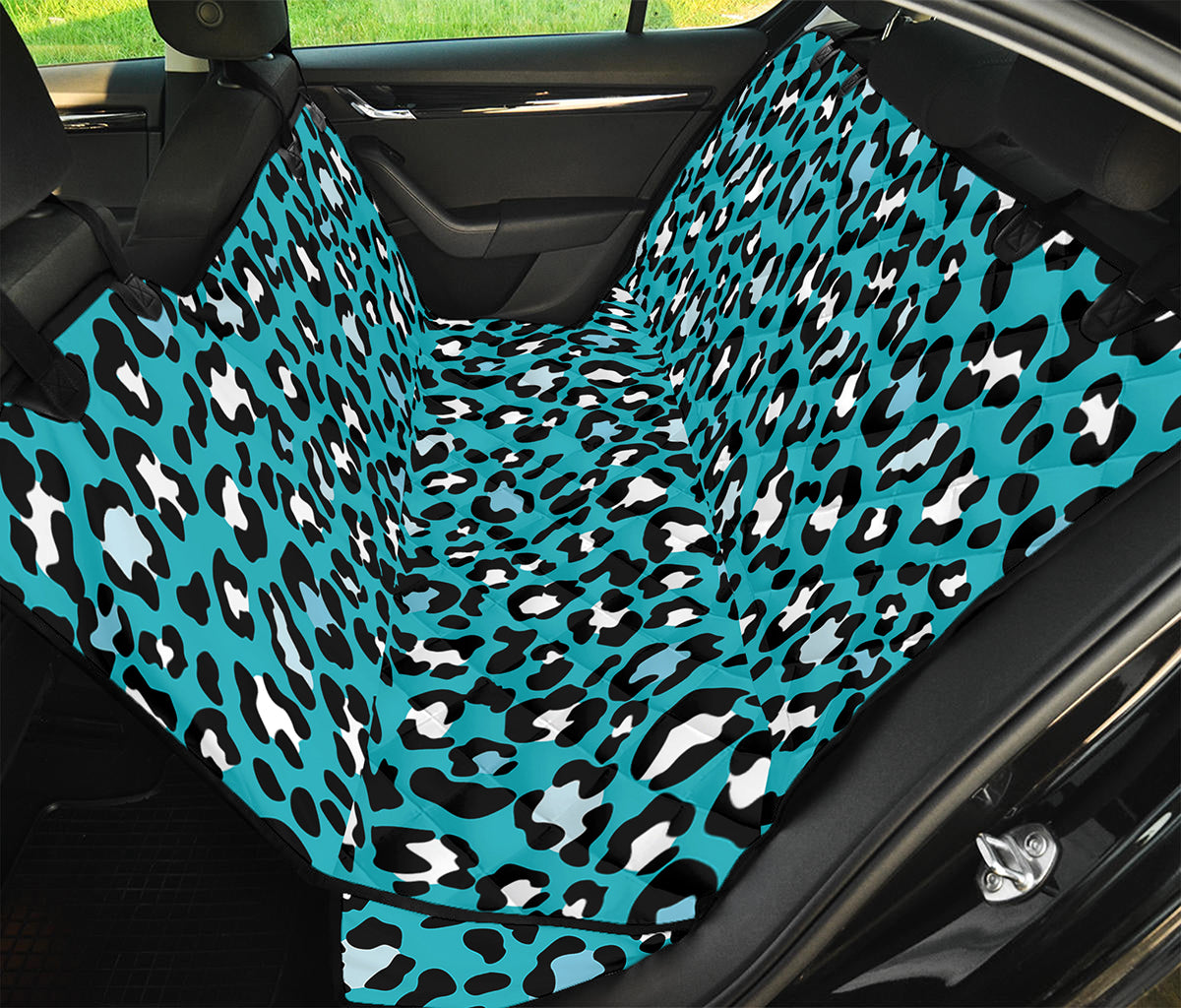 Turquoise Leopard Print Pet Car Back Seat Cover