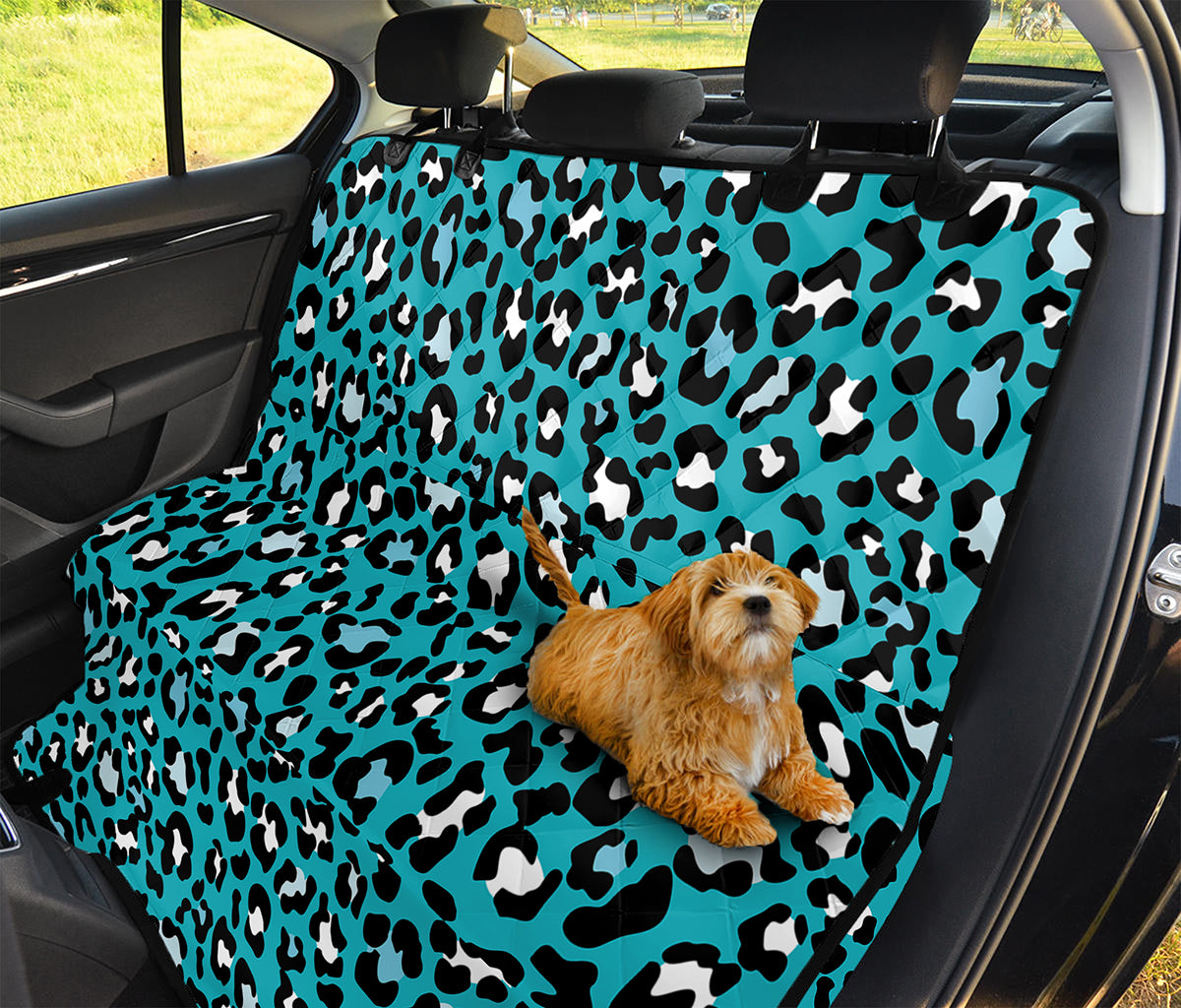 Turquoise Leopard Print Pet Car Back Seat Cover