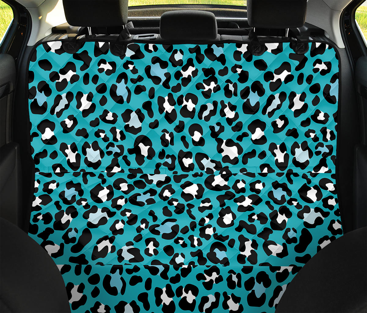 Turquoise Leopard Print Pet Car Back Seat Cover