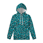 Turquoise Leopard Print Pullover Hoodie