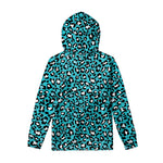 Turquoise Leopard Print Pullover Hoodie