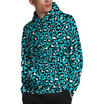 Turquoise Leopard Print Pullover Hoodie