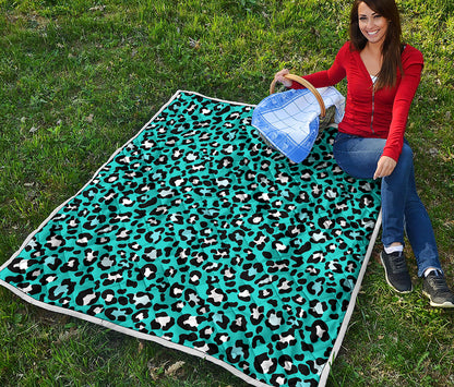 Turquoise Leopard Print Quilt