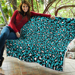 Turquoise Leopard Print Quilt