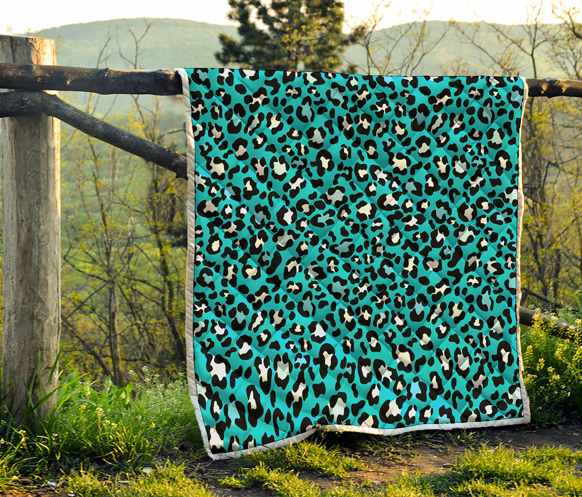 Turquoise Leopard Print Quilt