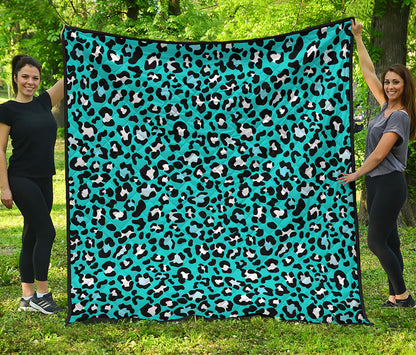 Turquoise Leopard Print Quilt