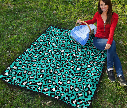 Turquoise Leopard Print Quilt