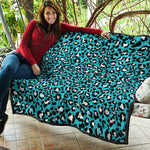 Turquoise Leopard Print Quilt
