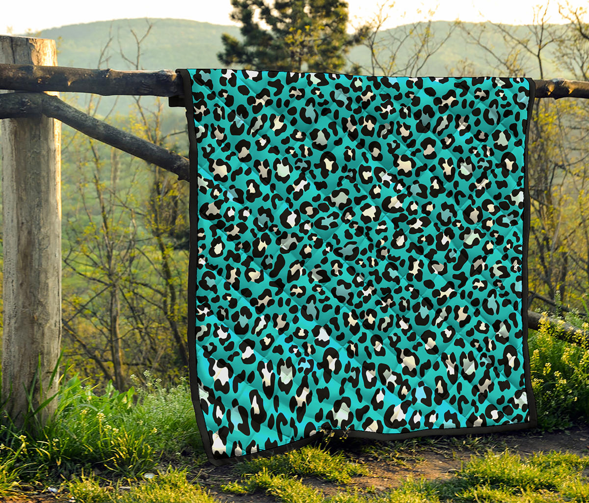 Turquoise Leopard Print Quilt