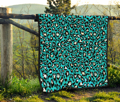 Turquoise Leopard Print Quilt