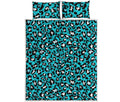 Turquoise Leopard Print Quilt Bed Set