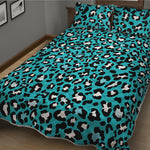 Turquoise Leopard Print Quilt Bed Set