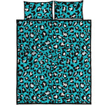 Turquoise Leopard Print Quilt Bed Set